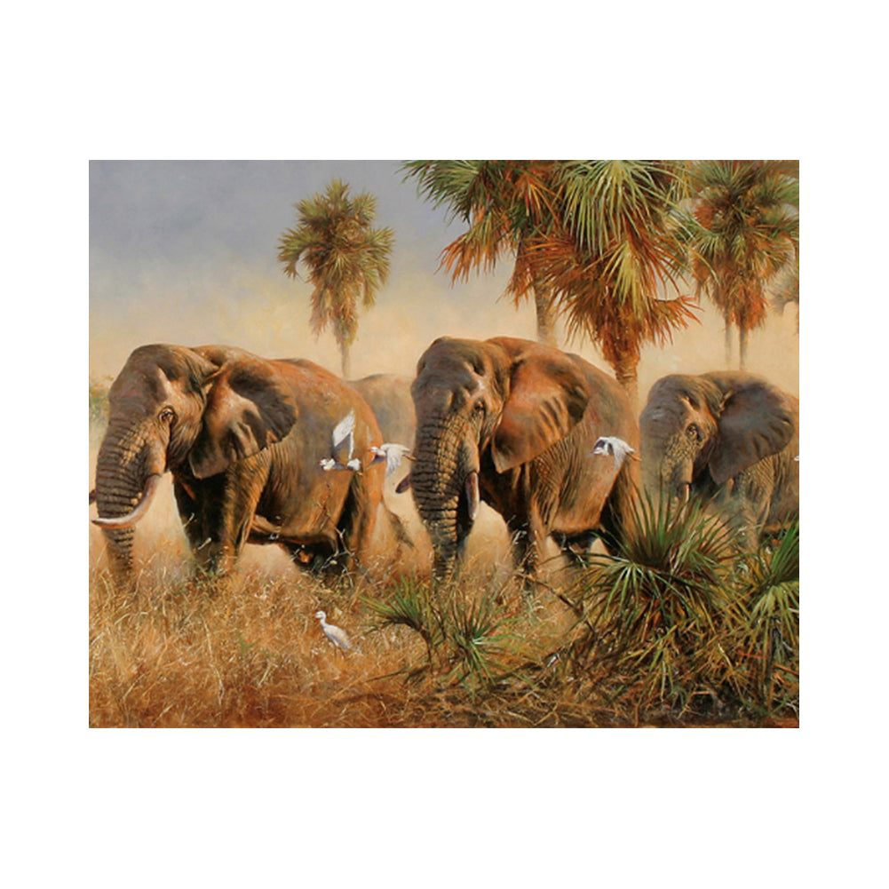 Wild Elephant Herd - 40x50 cm paint by numbers kit