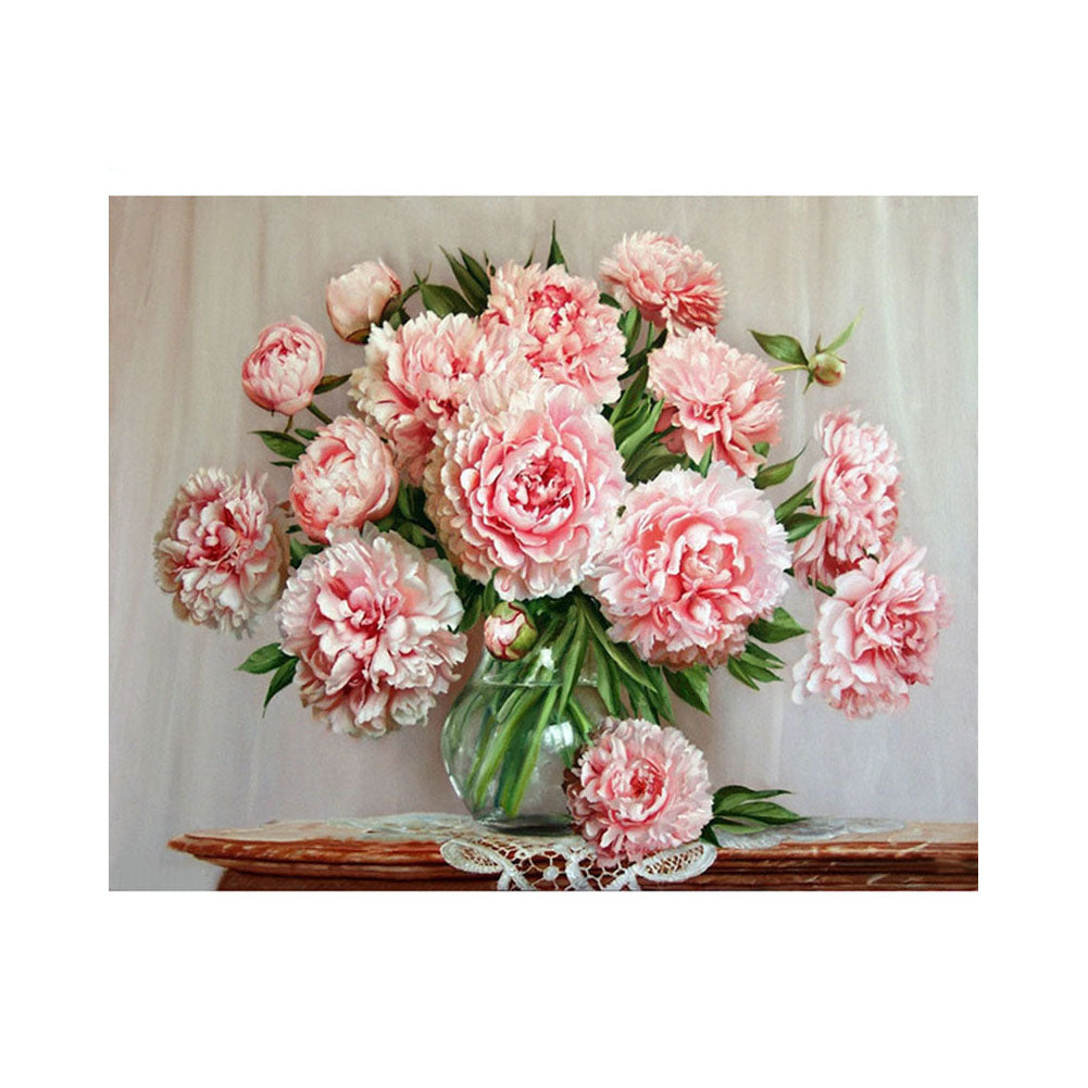 Pink Peonies in Glass Vase - 40x50 cm paint by numbers kit