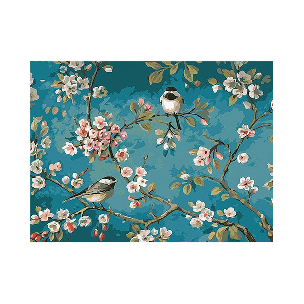 Chickadees in Spring Blossoms - 40x50 cm paint by numbers kit