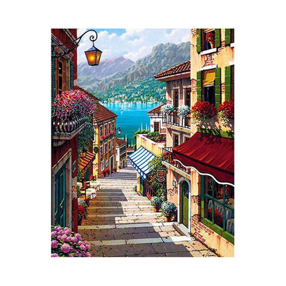 Lakeside Village Steps - 40x50 cm paint by numbers kit