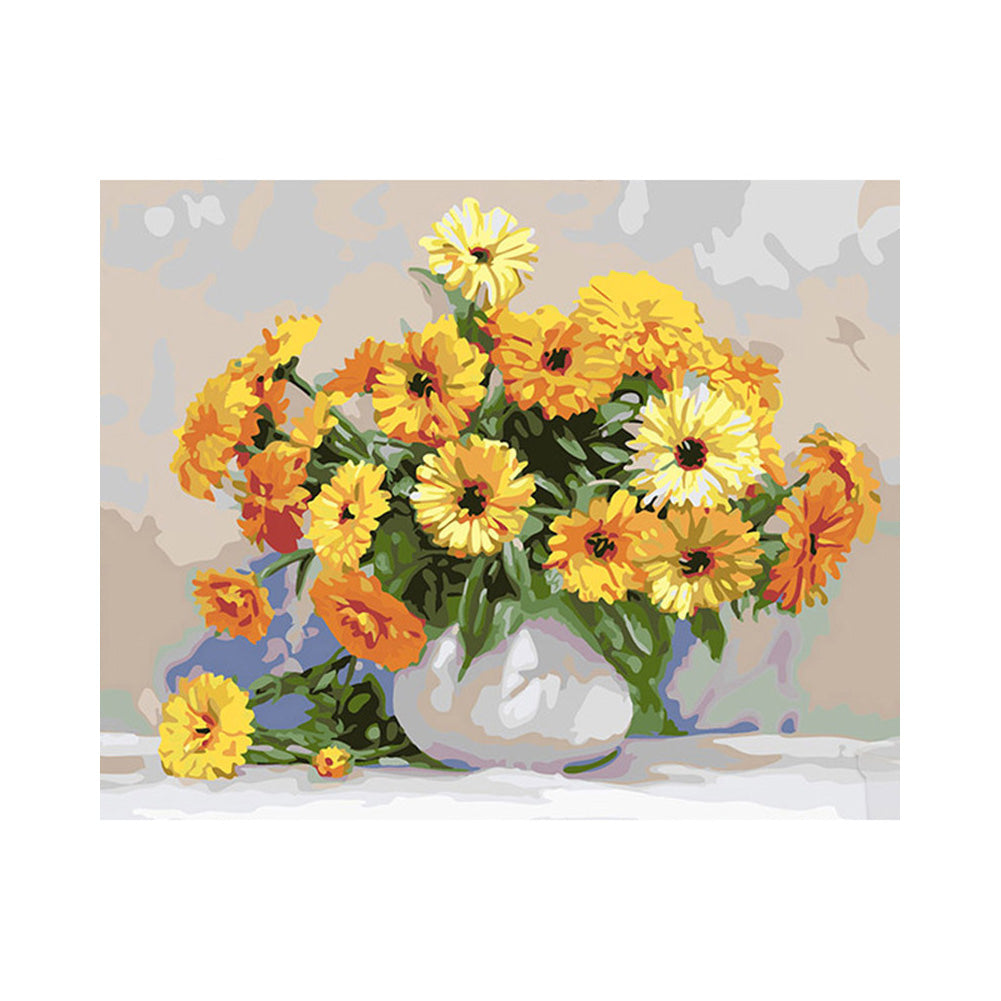 Golden Flowers in White Vase - 40x50 cm paint by numbers kit