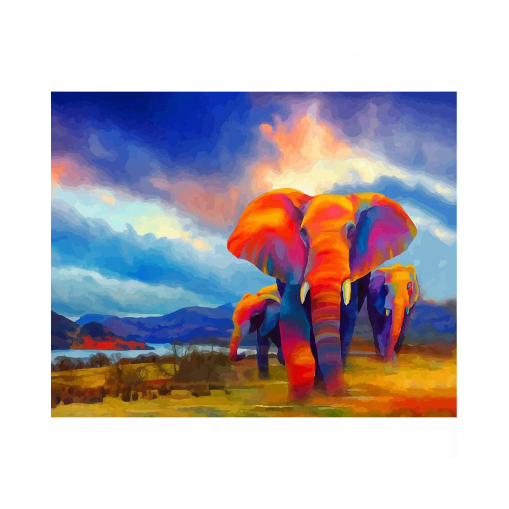 Vibrant Elephant Family - 40x50 cm paint by numbers kit