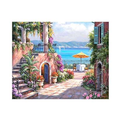 Mediterranean Seaside Terrace - 40x50 cm paint by numbers kit