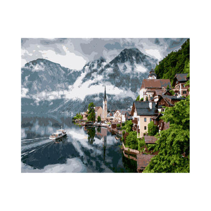 Alpine Lakeside Village - 40x50 cm paint by numbers kit