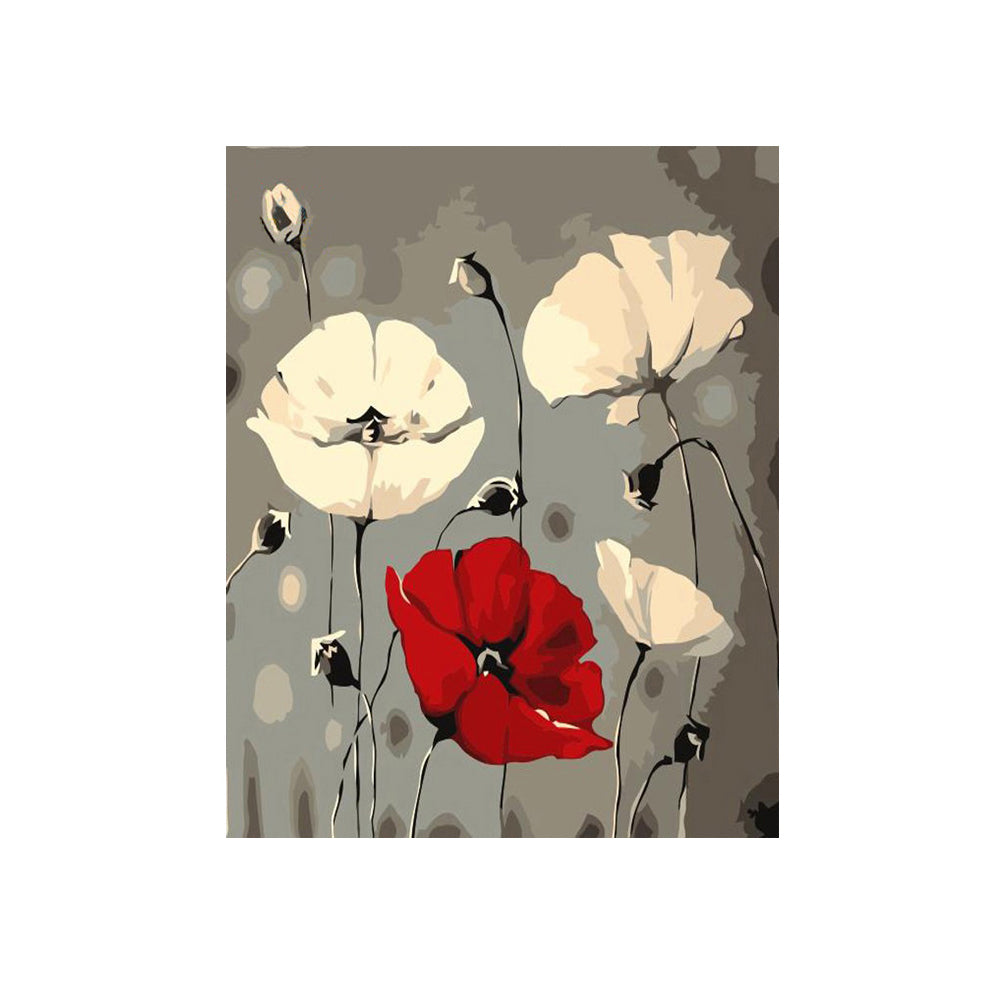 Red Poppies on Soft Gray - 40x50 cm paint by numbers kit