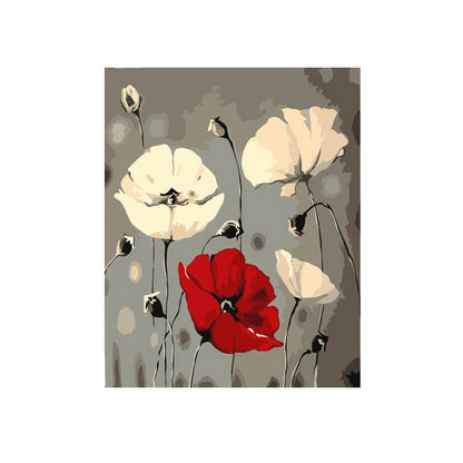 Red Poppies on Soft Gray - 40x50 cm paint by numbers kit