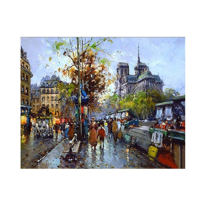 Rainy Paris Street Market - 40x50 cm paint by numbers kit