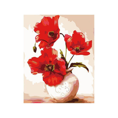 Scarlet Poppies in Vase - 40x50 cm paint by numbers kit