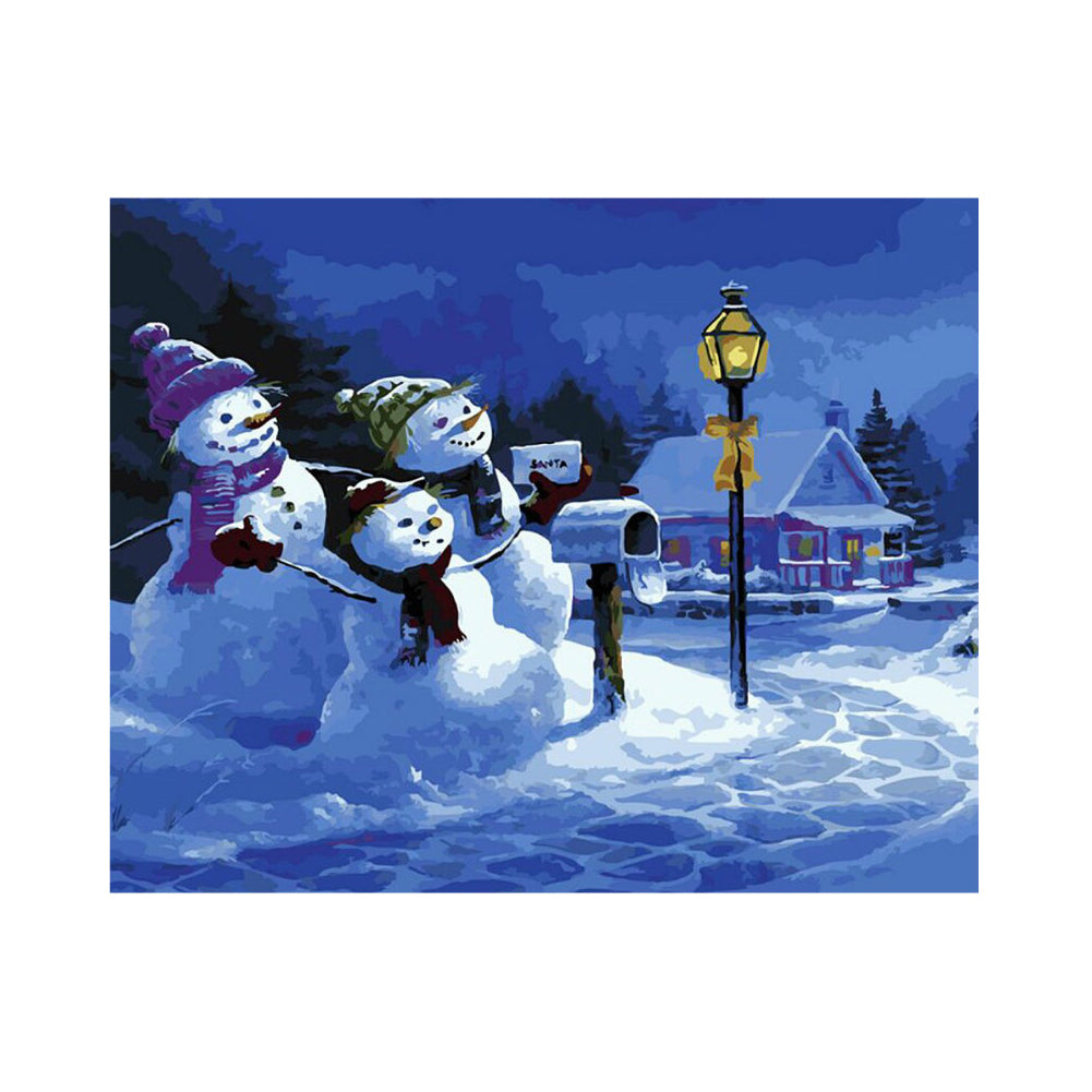 Snowman Family Christmas - 40x50 cm paint by numbers kit