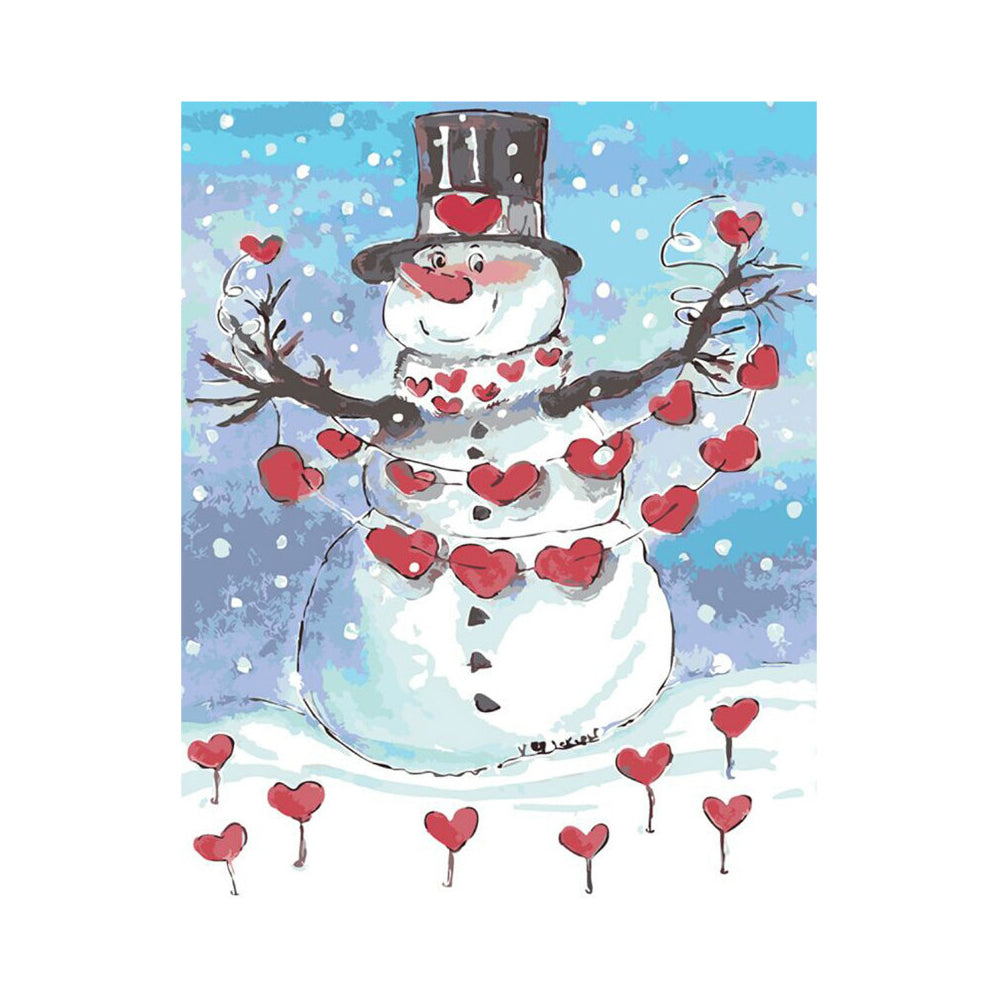 Heart Garland Snowman - 40x50 cm paint by numbers kit