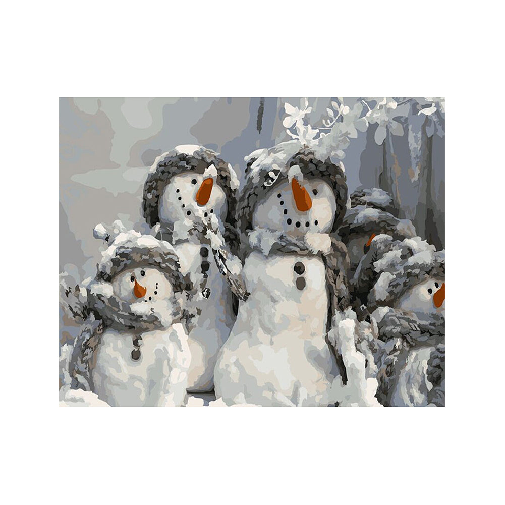 Snowy Snowman Family - 40x50 cm paint by numbers kit
