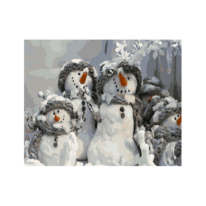 Snowy Snowman Family - 40x50 cm paint by numbers kit