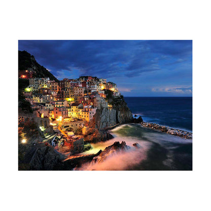 Coastal Village at Night - 40x50 cm paint by numbers kit