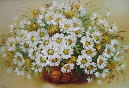 Basket of White Daisies paint by numbers kit