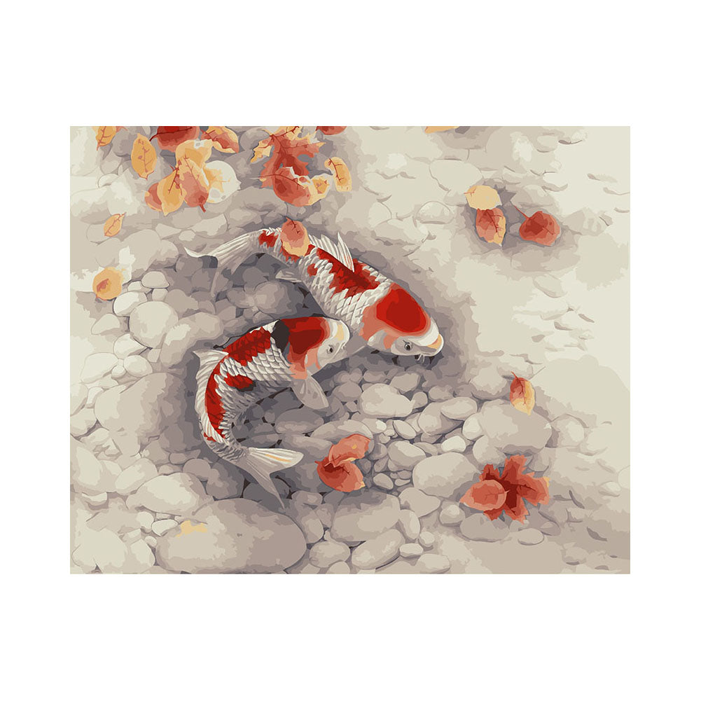 Koi Fish Among Autumn Leaves - 40x50 cm paint by numbers kit