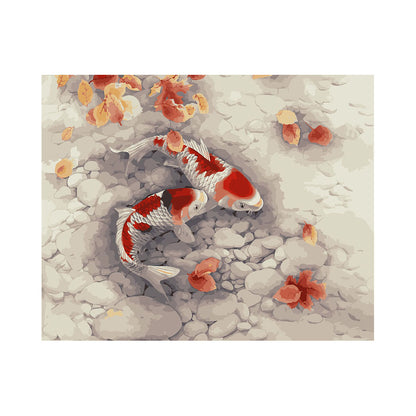 Koi Fish Among Autumn Leaves - 40x50 cm paint by numbers kit