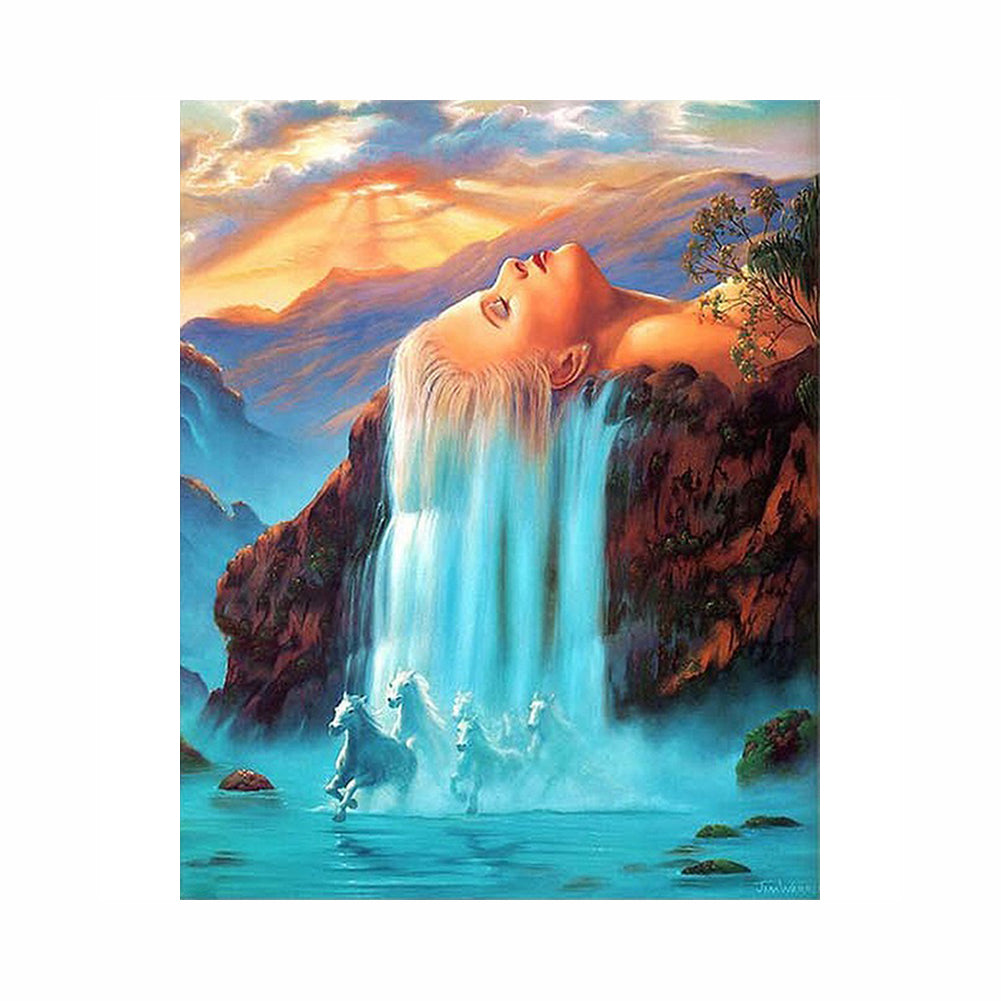 Dreaming Waterfall Woman - 40x50 cm paint by numbers kit