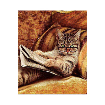 Reading Cat with Glasses - 40x50 cm paint by numbers kit