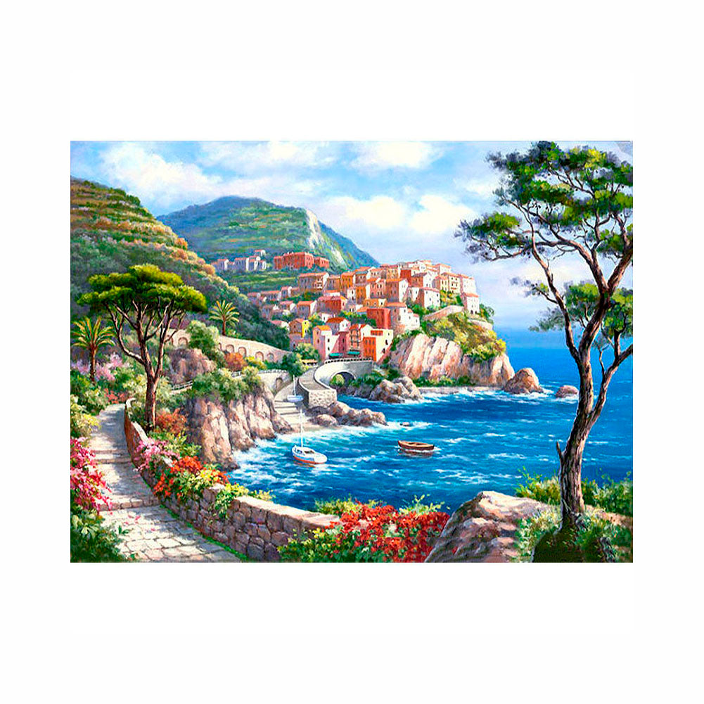 Mediterranean Coastal Village - 40x50 cm paint by numbers kit
