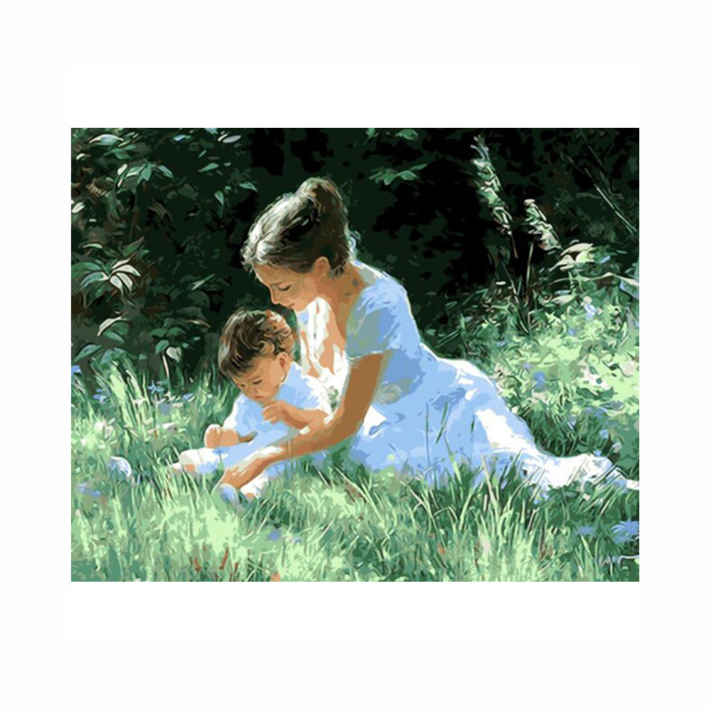 Mother and Child in the Meadow - 40x50 cm paint by numbers kit