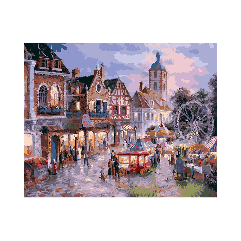 Old Town Market Evening - 40x50 cm paint by numbers kit