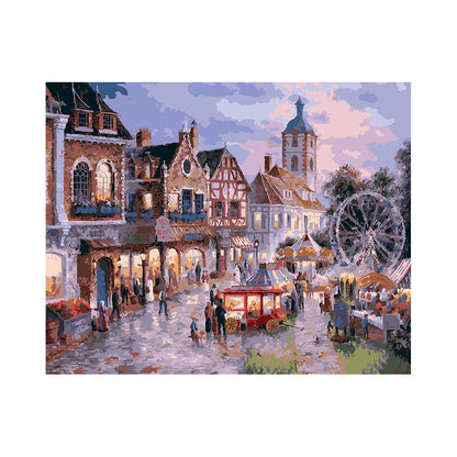Old Town Market Evening - 40x50 cm paint by numbers kit