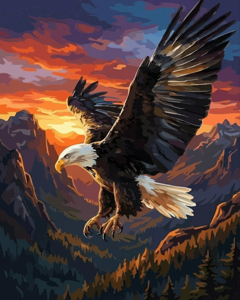 Majestic Bald Eagle at Sunset - 40x50 cm paint by numbers kit