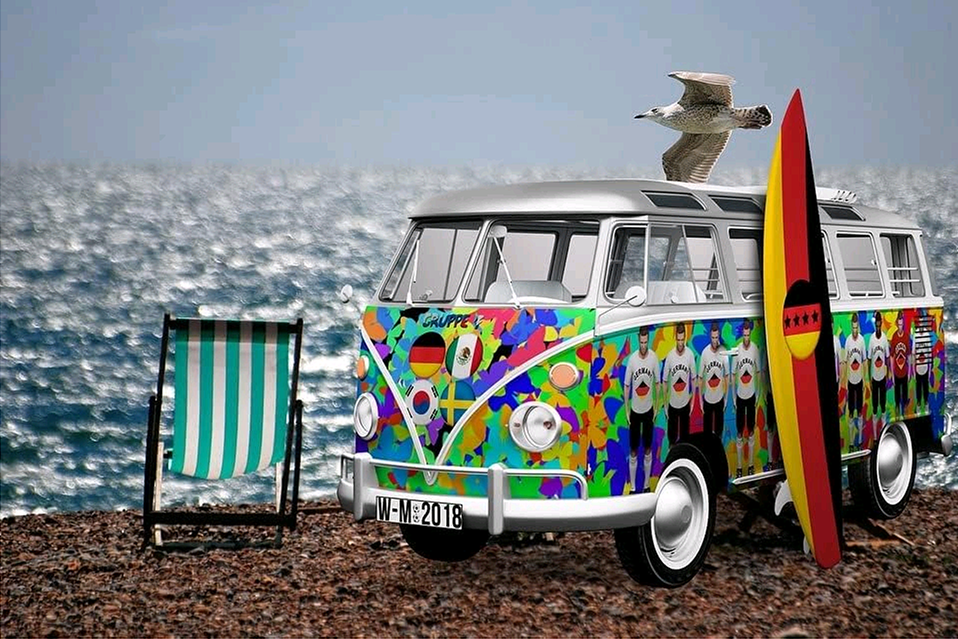 Colorful Surf Van by the Seaside - 40x50 cm paint by numbers kit