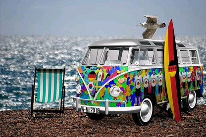 Colorful Surf Van by the Seaside - 40x50 cm paint by numbers kit