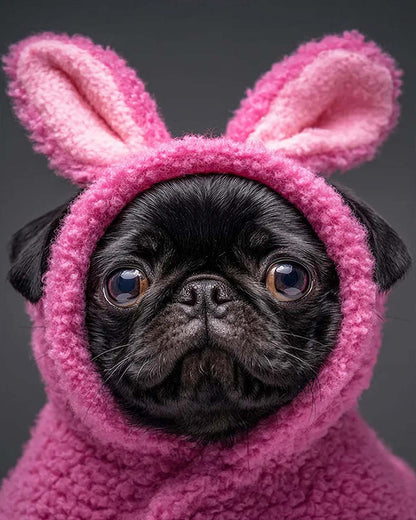 Pink Bunny Pug - 40x50 cm paint by numbers kit