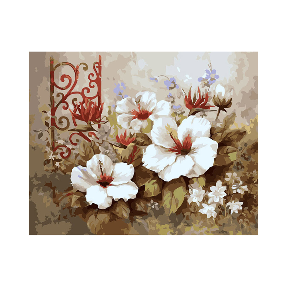 White Hibiscus Garden - 40x50 cm paint by numbers kit