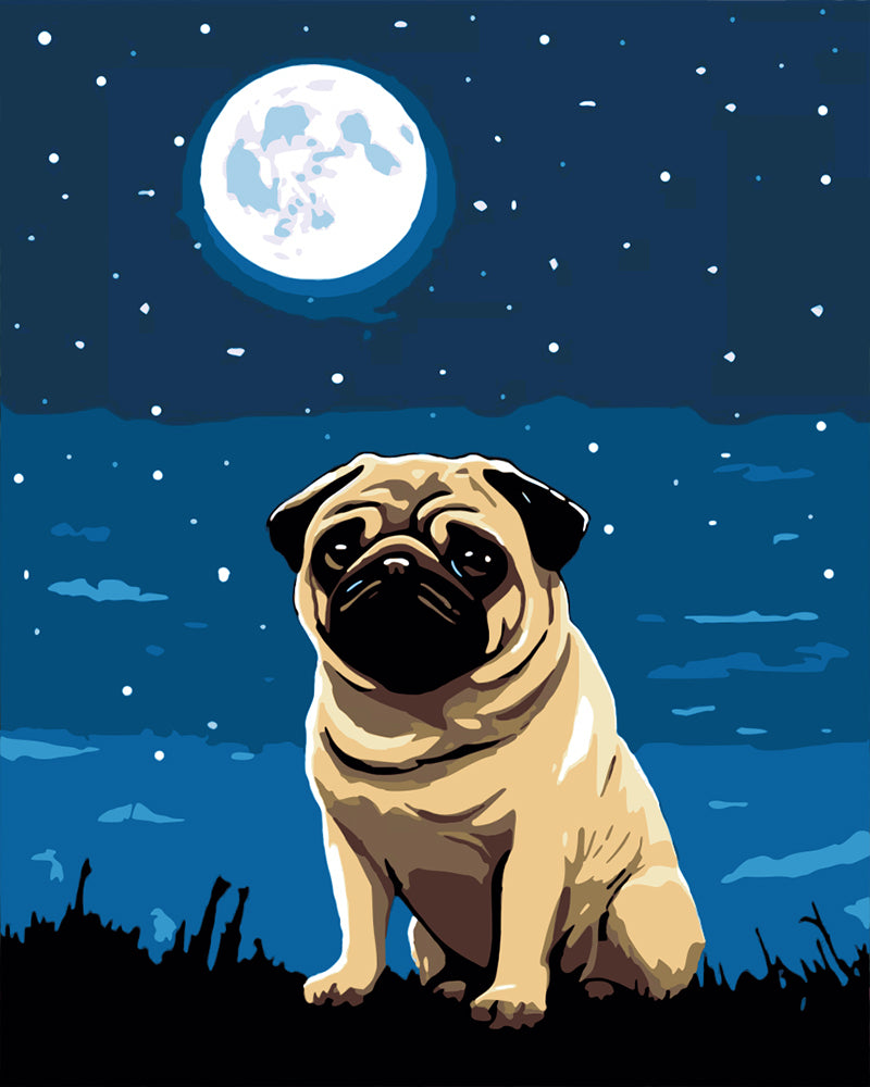 Moonlit Pug - 40x50 cm paint by numbers kit