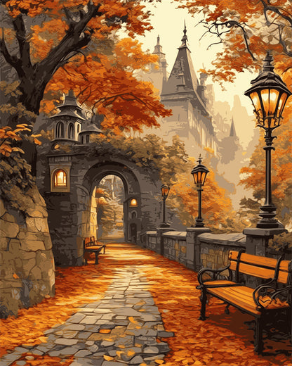 Autumn Castle Walk - 40x50 cm paint by numbers kit