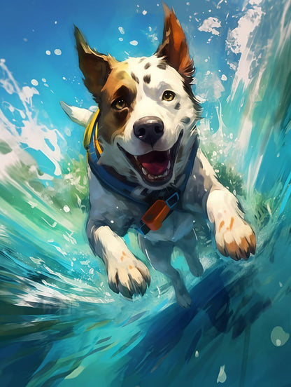 Happy Surfing Dog