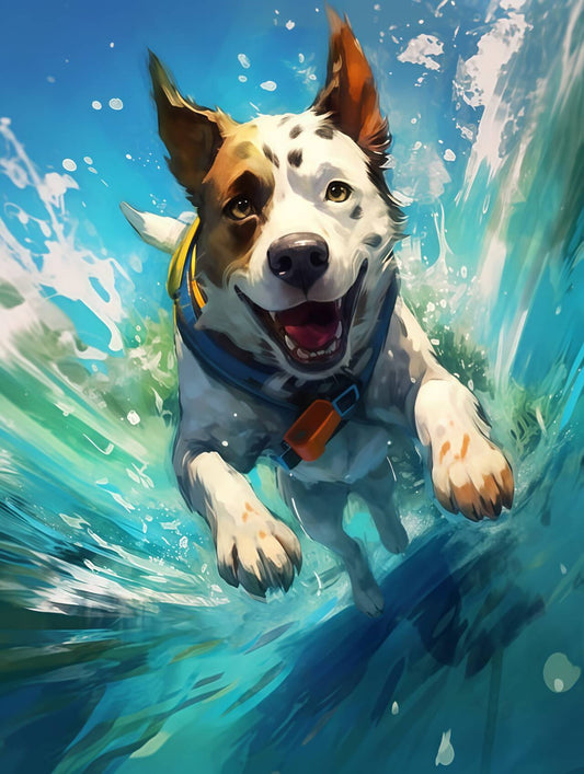 Happy Surfing Dog