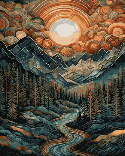 Celestial Mountain Valley - 40x50 cm paint by numbers kit