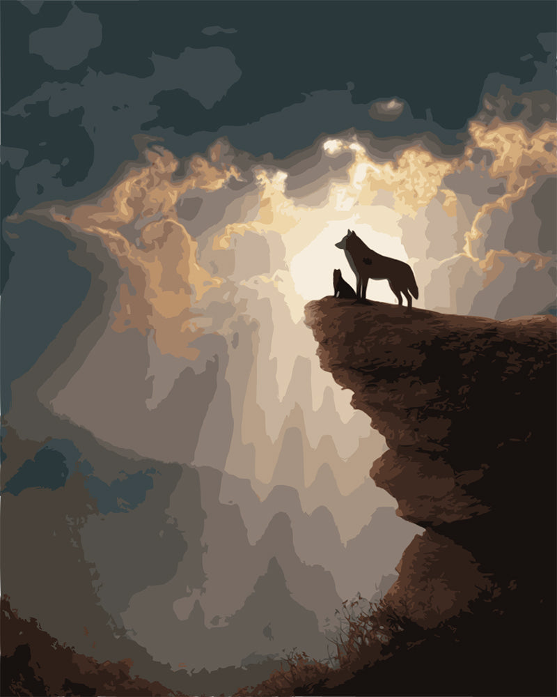 Wolf Family at Sunrise - 40x50 cm paint by numbers kit