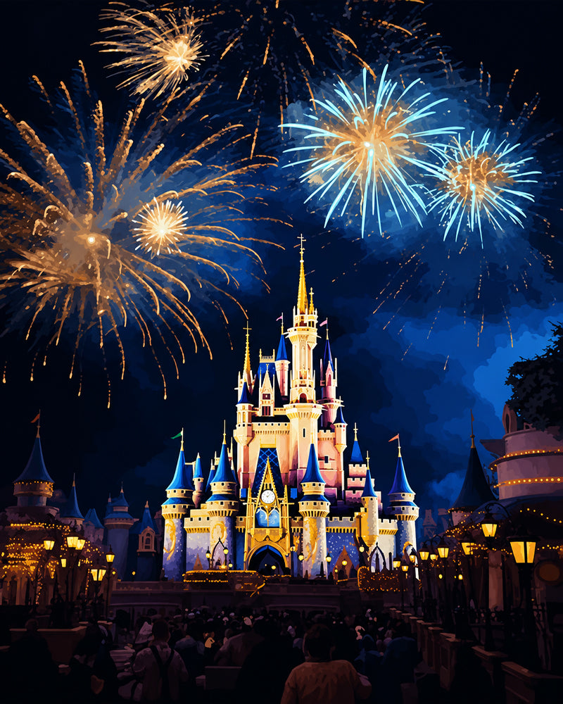 Enchanted Castle Fireworks - 40x50 cm paint by numbers kit