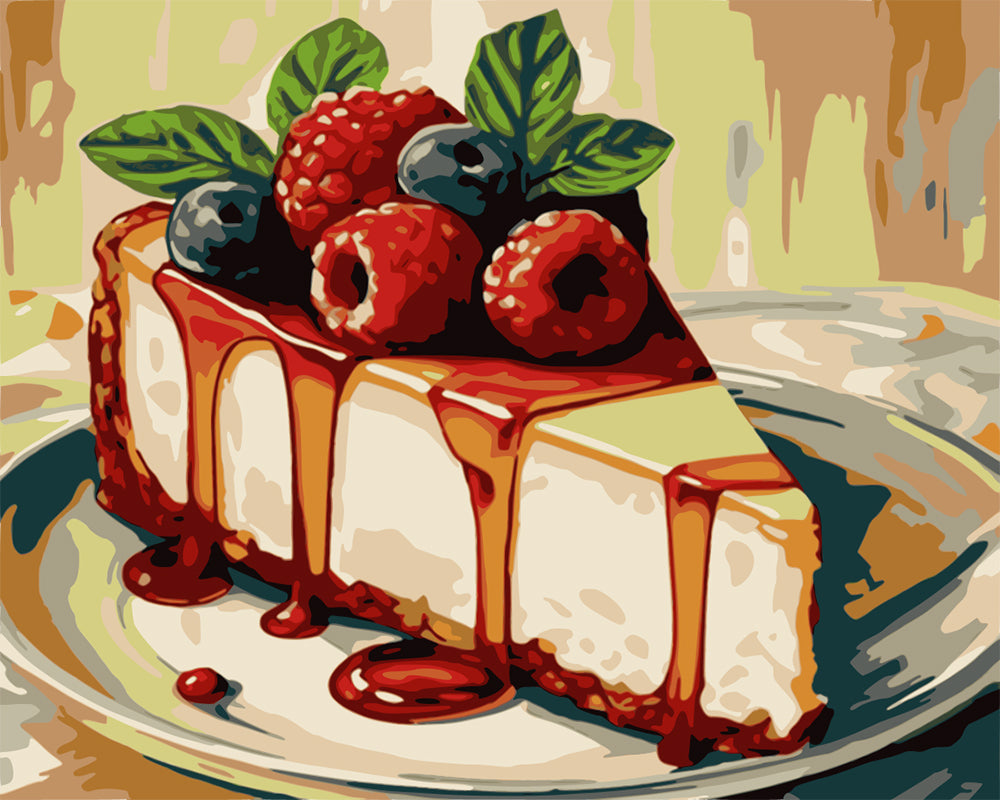Berry Cheesecake Slice - 40x50 cm paint by numbers kit