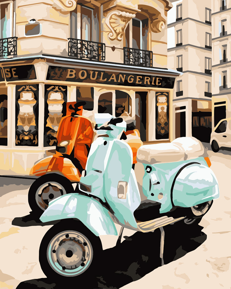 Paris Scooter Café - 40x50 cm paint by numbers kit