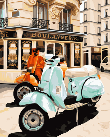 Paris Scooter Café - 40x50 cm paint by numbers kit