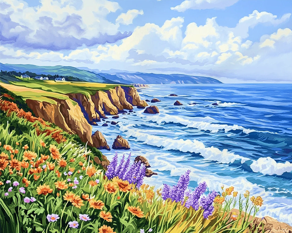 Coastal Wildflower Cliffs - 40x50 cm paint by numbers kit