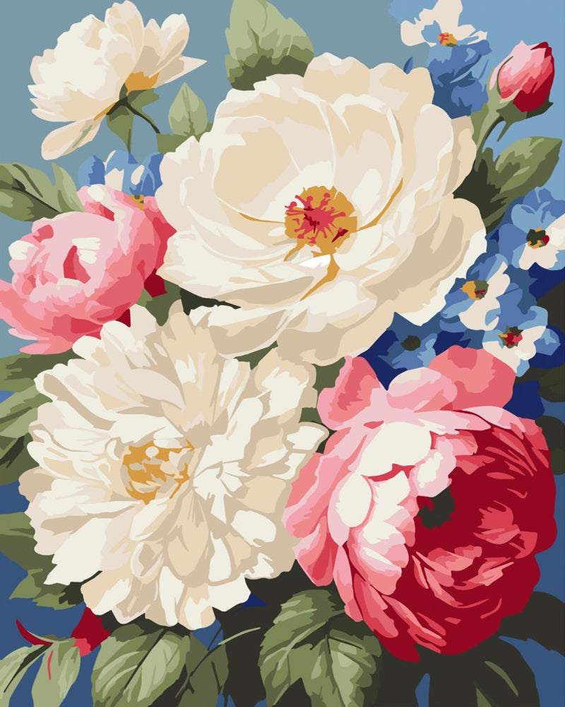Elegant Peony Blossom Bouquet - 40x50 cm paint by numbers kit