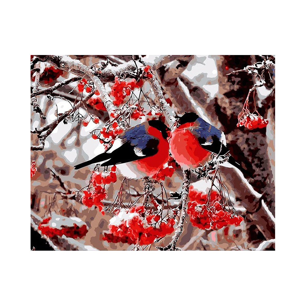 Winter Bullfinches and Berries - 40x50 cm paint by numbers kit