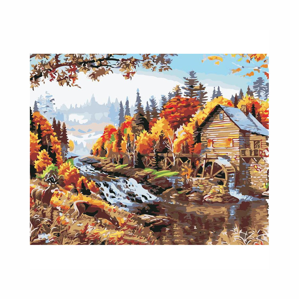 Autumn Mill by the Stream - 40x50 cm paint by numbers kit