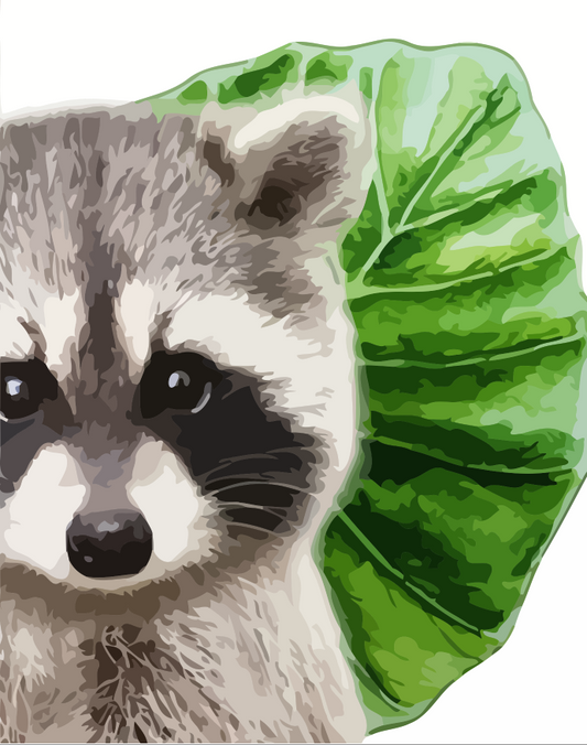 Raccoon & Monstera Leaf