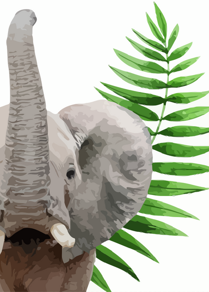 Elephant & Palm Leaf