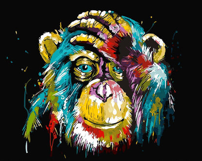 Colorful Chimpanzee Pop Art paint by numbers kit