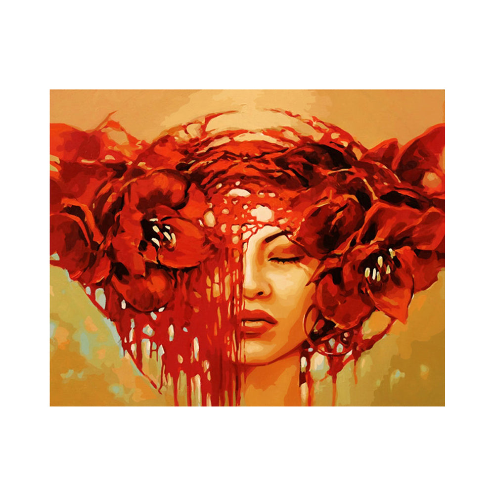 Red Poppy Muse - 40x50 cm paint by numbers kit