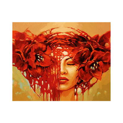 Red Poppy Muse - 40x50 cm paint by numbers kit